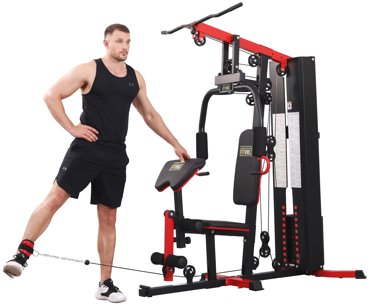 Fitvids LX750 Home Gym System Workout Station with 330 lb of Resistance, 122.5 lb Weight Stack, One Station, Comes with Installation Instruction Video, Ships in 5 Boxes