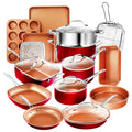 Gotham Steel Cookware + Bakeware Set with Nonstick Durable Ceramic Copper Coating ÿ Includes Skillets , Stock Pots , Deep Square Fry Basket