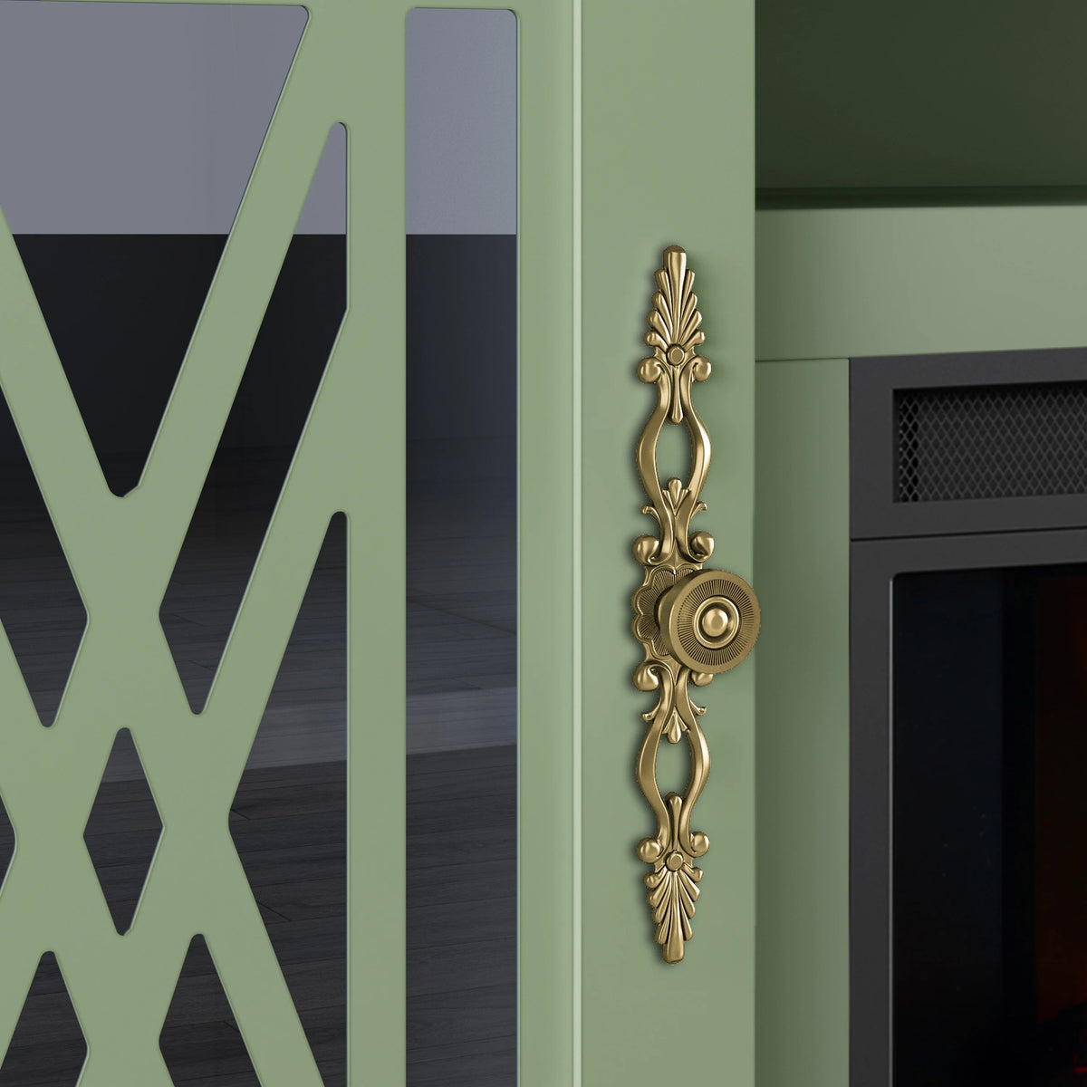 FESTIVO Elegant 61" TV Stand with Fireplace - Green