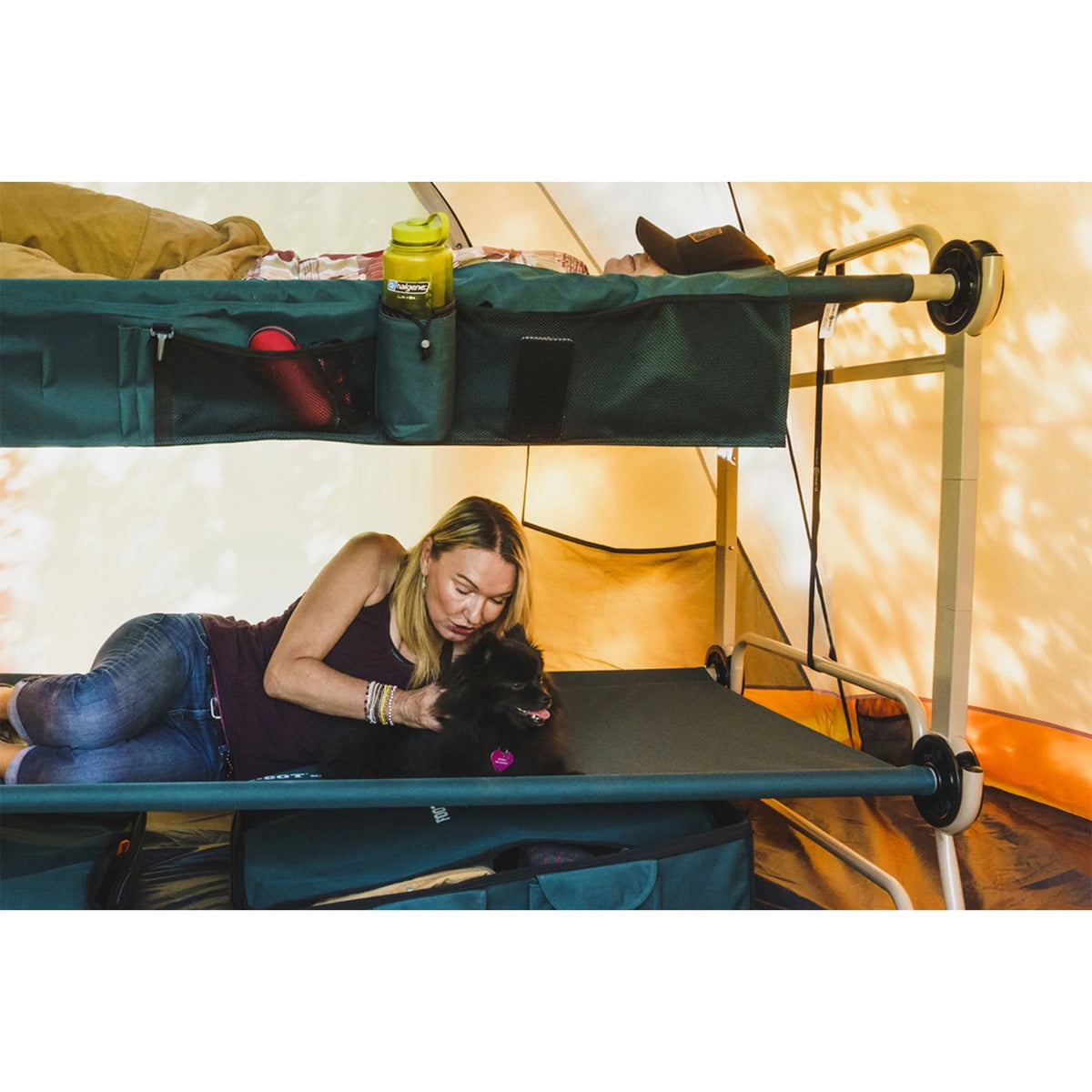 Disc - O - Bed XL Cam - O - Bunk Benchable Double Cot with Storage Organizers, Navy