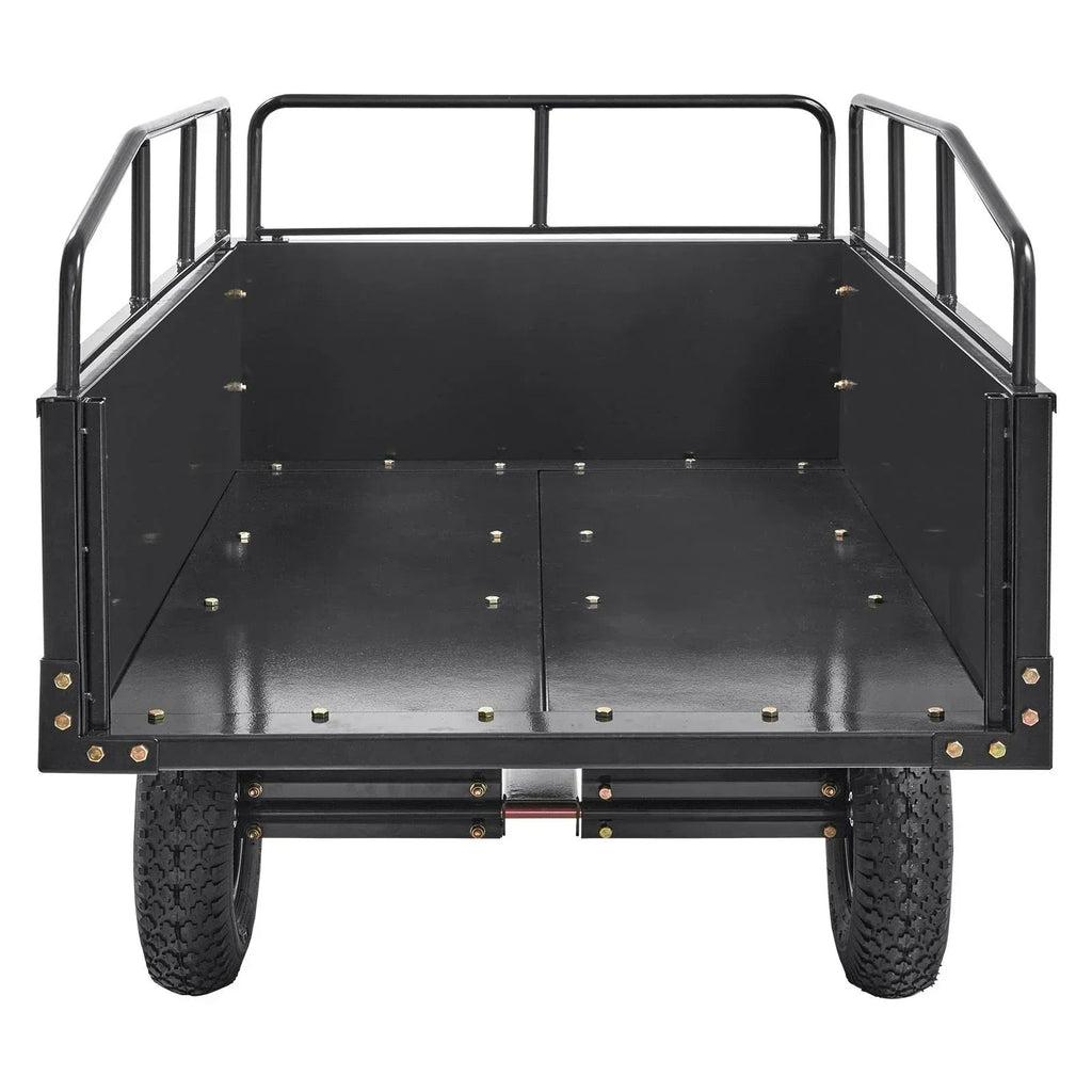 Heavy Duty ATV Trailer Steel Dump Cart, 750-Pound 15 Cubic Feet, Garden Utility Trailer with Removable Sides for Riding L