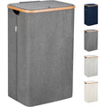 Lonbet - Grey Laundry Hamper with Lid - XL 100 L - Large Hampers for Laundry with Handles - Laundry Baskets with Lid for Bedrooms - Bamboo Bathroom