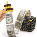 DTESL Happy Birthday Day Money Box for Cash Gift Pull,Money Gift Boxes for Cash,Money Box for Cash Gift Black & Gold Money Holder for Cash with Pull