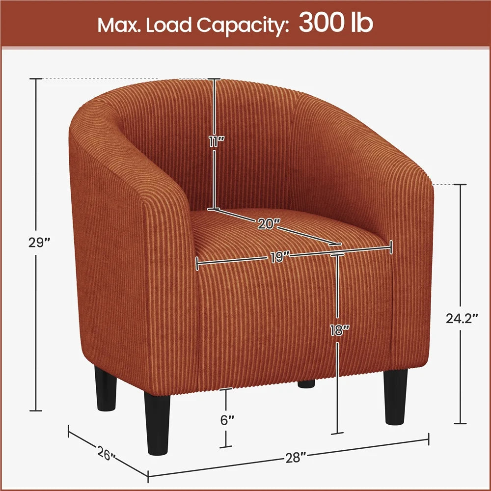 Yaheetech Upholstered Club Chair Accent Barrel Chair, Ivory