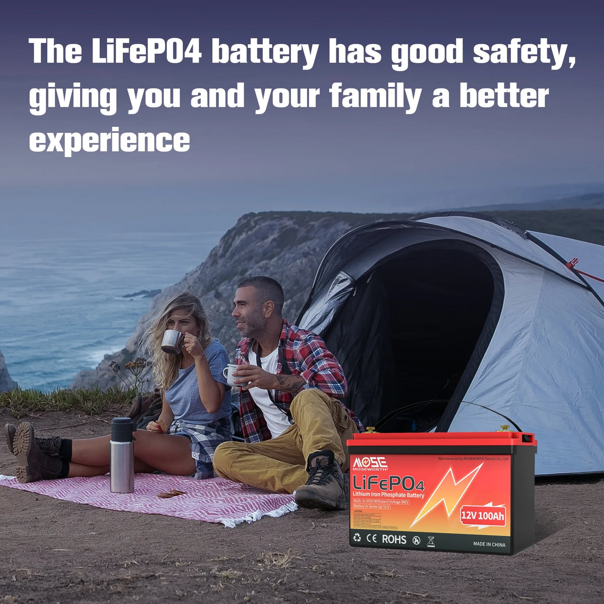 12V 100ah LiFePO4 Lithium Battery, MOSEWORTH RV, Solar, Trolling Motor, Camping, Marine, Off - Grid, Group 31 15000+Deep Cycles Battery, Low Temp Cut Off