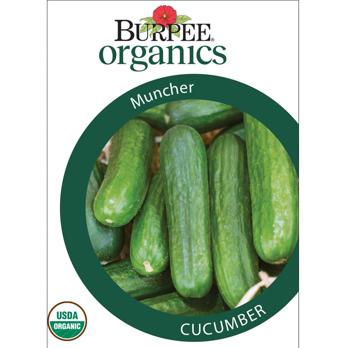 Burpee Organic Muncher Cucumber Vegetable Seed, 1-Pack, Brown