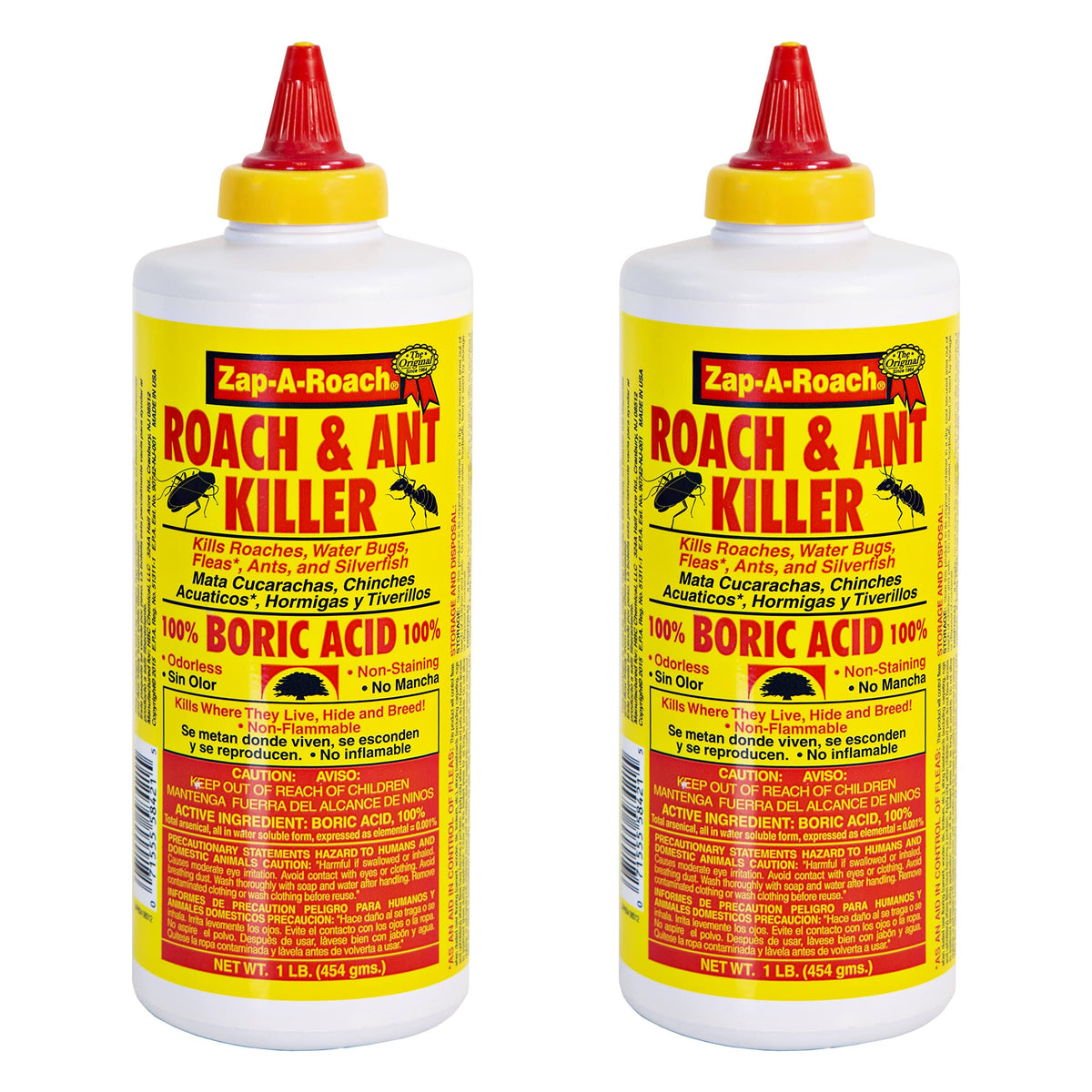 Zap-a-roach 2 pk, Boric Acid Roach & Ant Killer Net WT 1 lb (454 Gms) Each