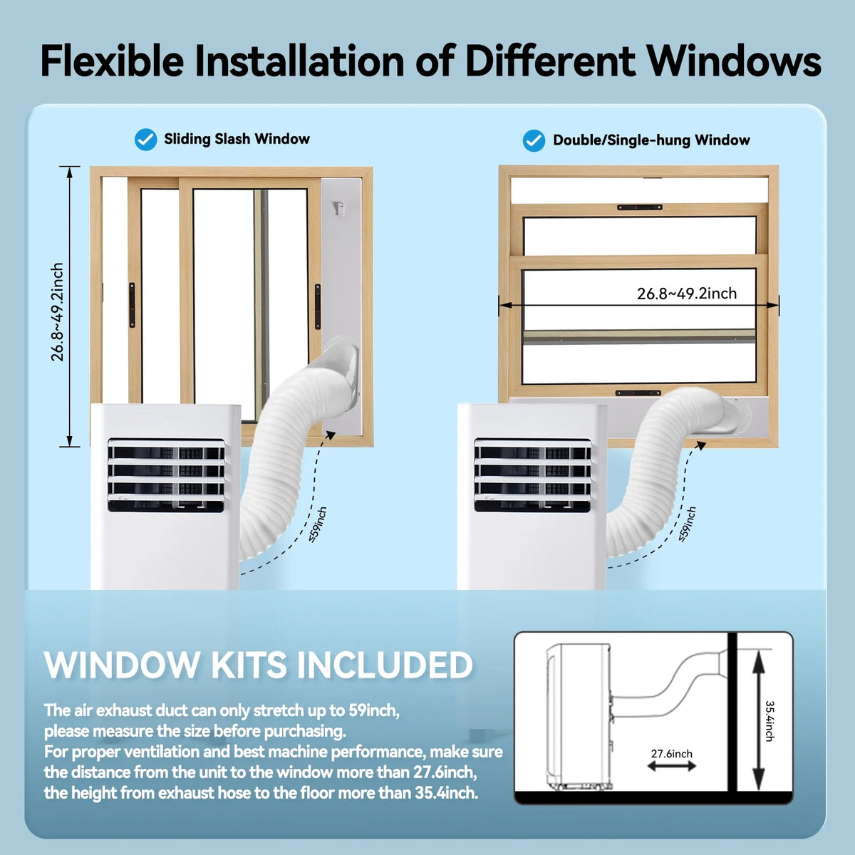 Bapipro 10, 000 BTU Smart Portable AC - WiFi/Remote, 4 - in - 1 for 300 Sq.ft, 24H Timer, Window Kit, 55db, ETL Certified