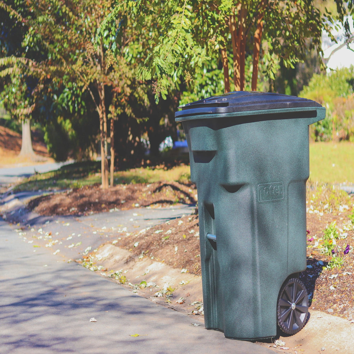 Toter Trash Can Greenstone with Wheels and Lid, 96 Gallon