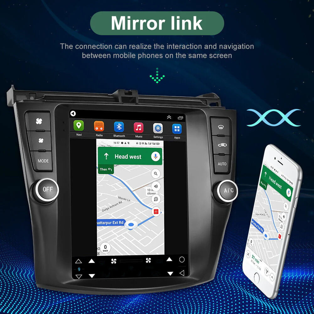 Car Radio Stereo for Honda Accord 2003 - 2007, 9.7" Touchscreen Android 12 Support Carplay Android Auto/Navigation/Bluetooth/USB/Video/Steering Wheel Control/Rear Camera/ 2+32G, Black