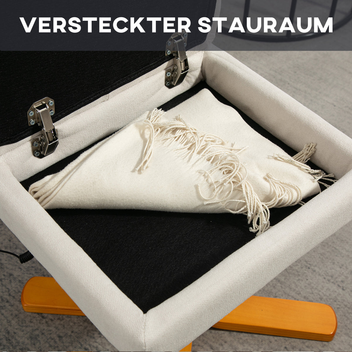HOMCOM Massagesessel mit Liegefunktion und Fußhocker, 145°-Neigung, Polyester, 80 x 86 x 99 cm, Cremeweiß