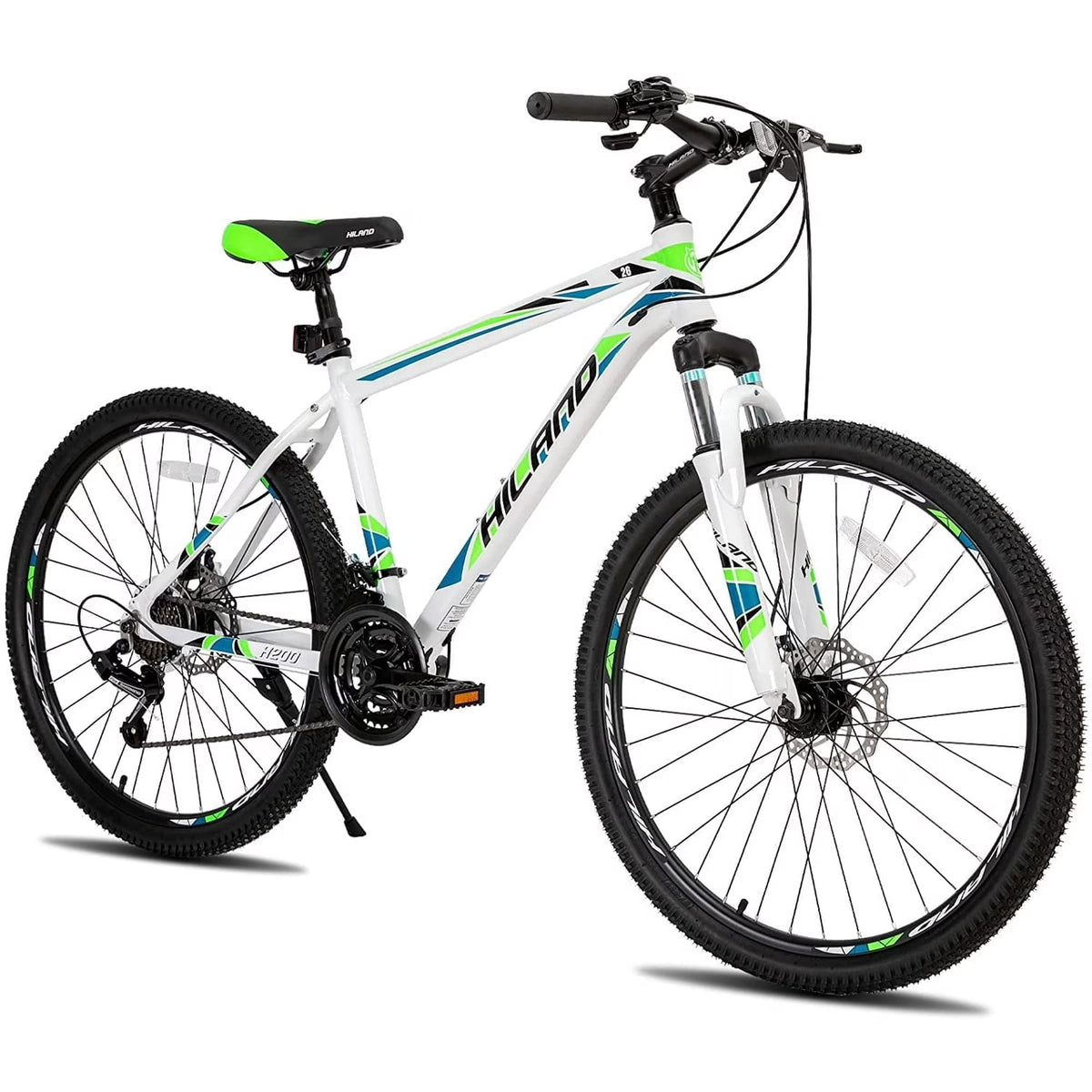 Hiland Mountain Bike, Multi - Spokes, Shimano 21 Speeds Drivetrain, Aluminum Frame 26 in Wheels, Men'S MTB Bicycle, White