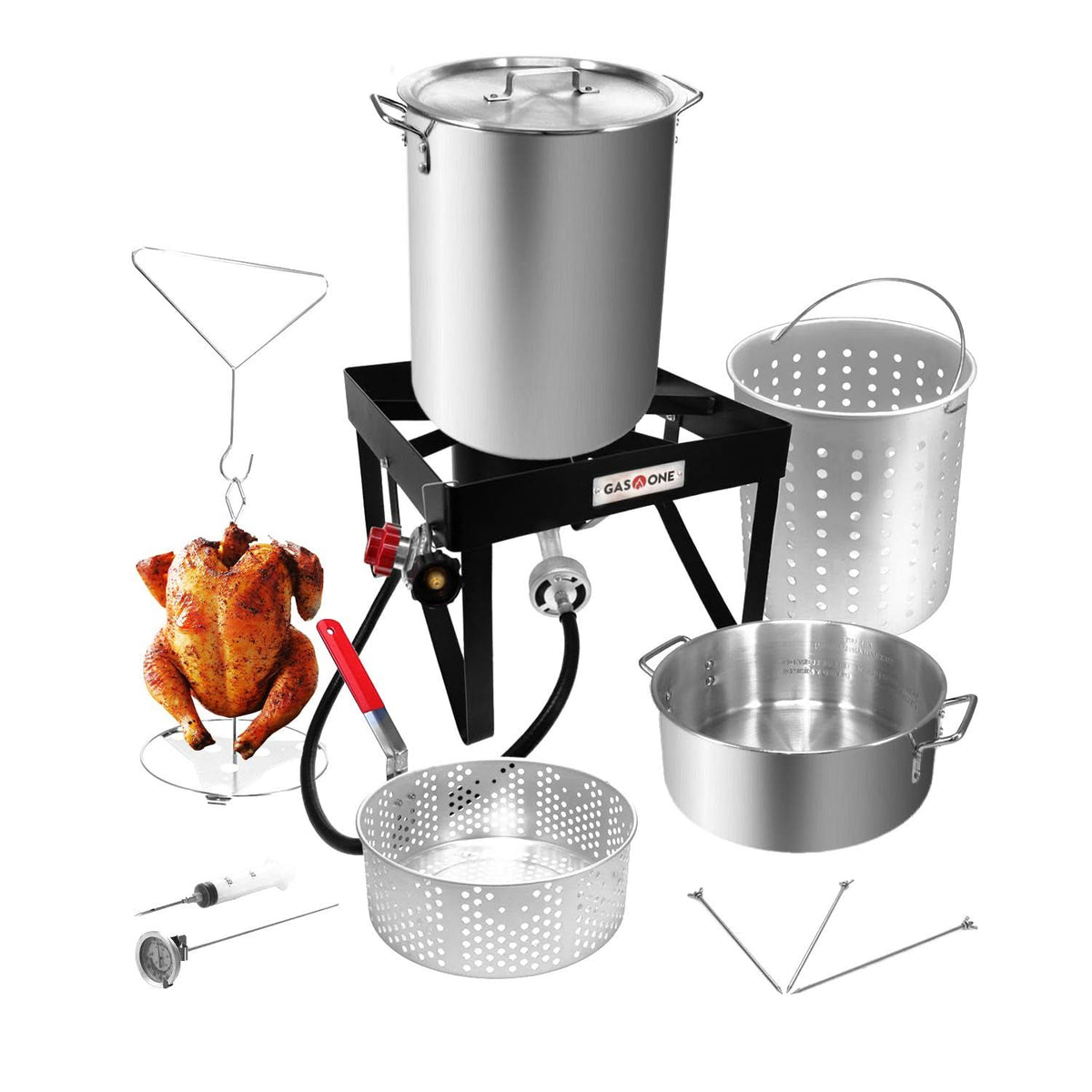 GAS One Turkey Fryer Propane Burner Complete Kit - Turkey Fry & Boil - with High Pressure Propane Regulator and Hose