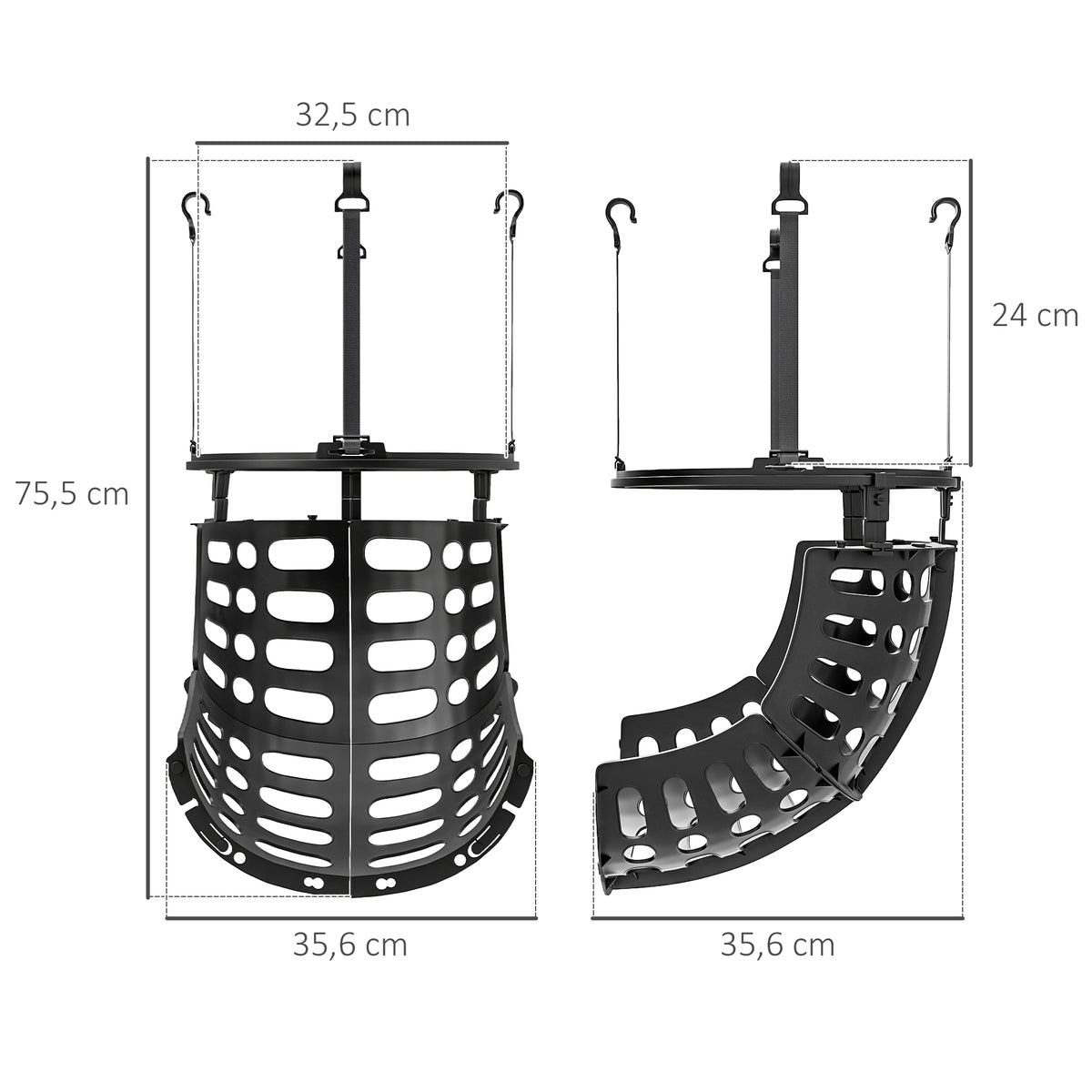 SPORTNOW Basketball-Rebounder, höhenverstellbar, 360° drehbar, Kunststoff, 35,6L x 35,6B x 75,5H cm, Schwarz
