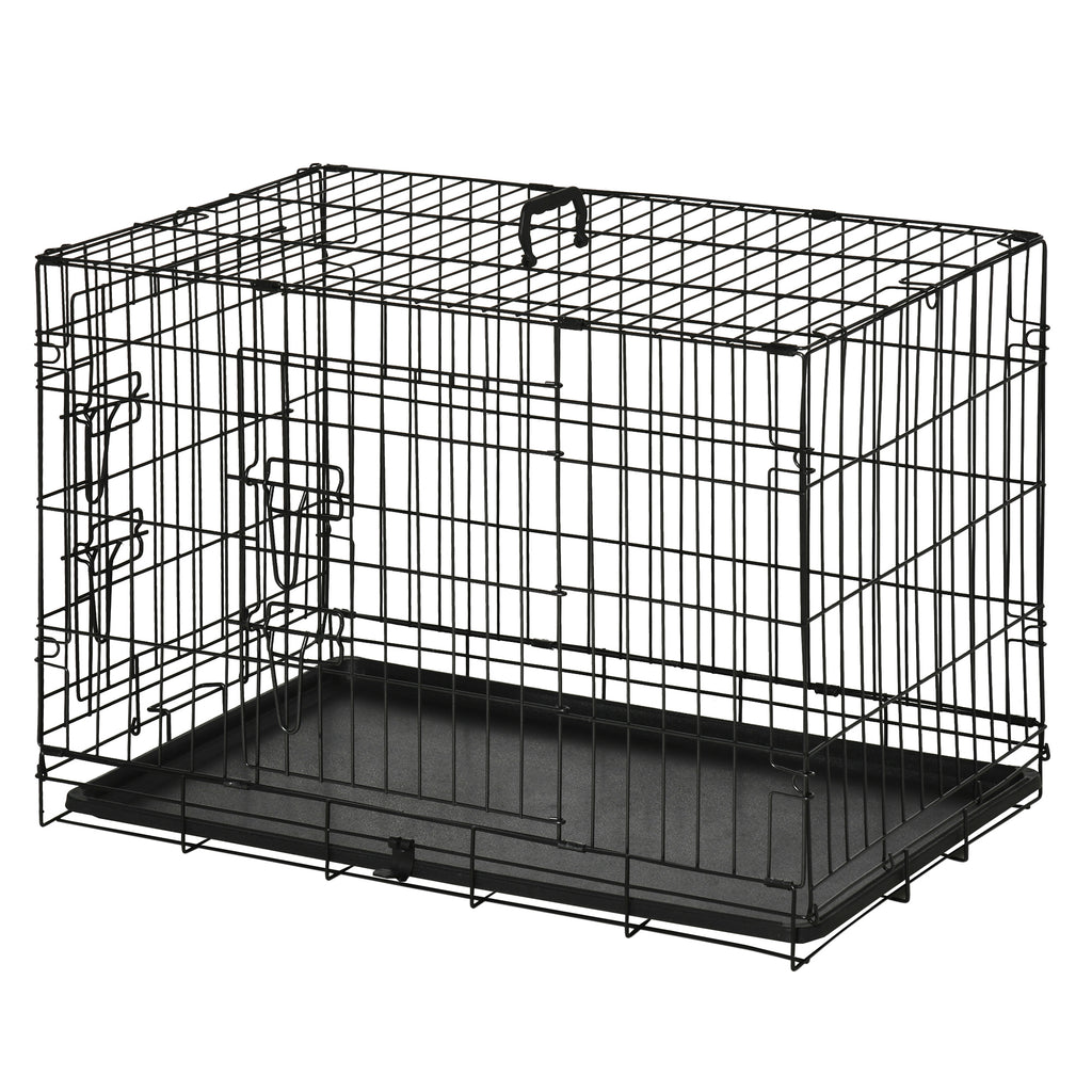 PawHut Hundekäfig, Transportkäfig, Drahtkäfig, herausnehmbare Bodenwanne, Schwarz