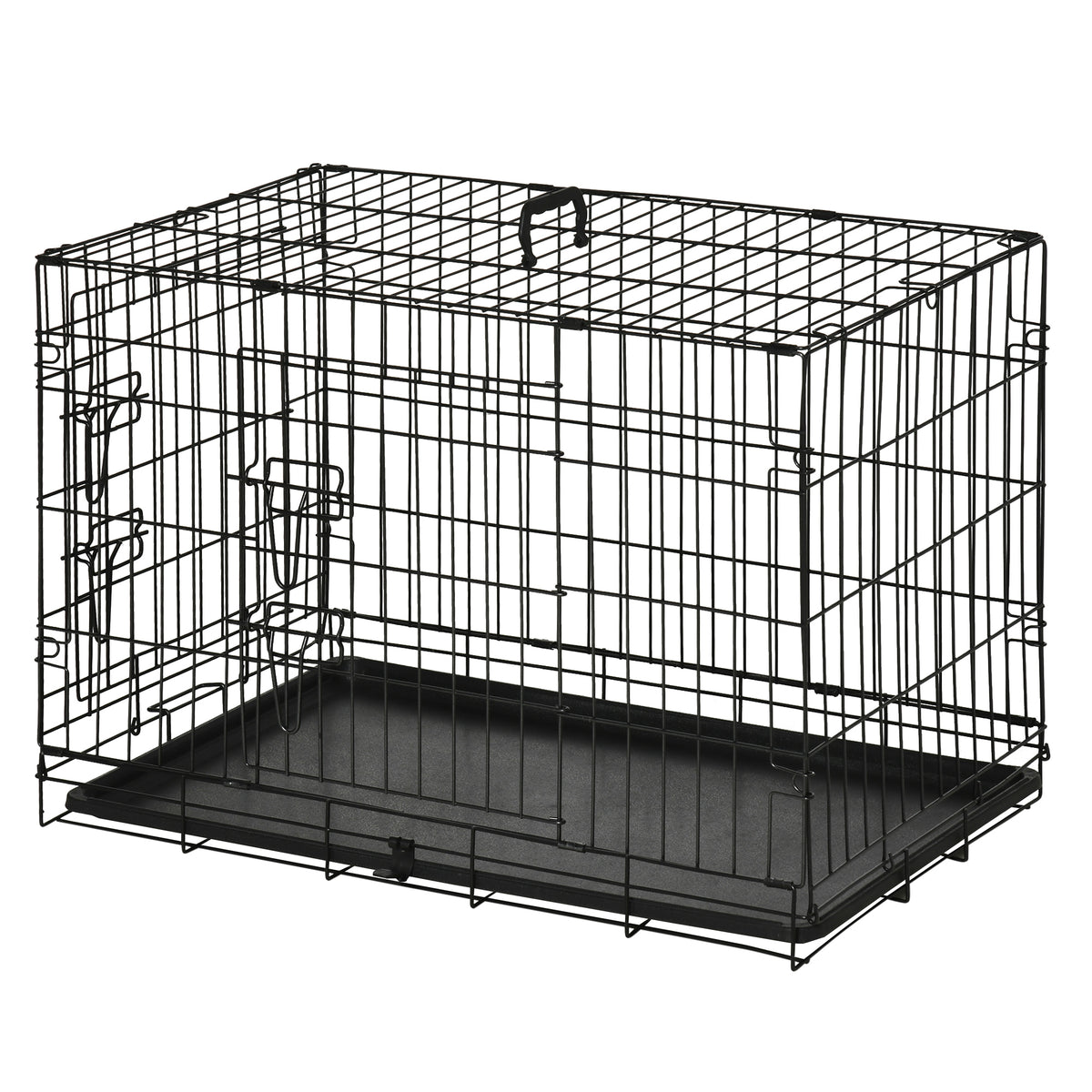 PawHut Hundekäfig, Transportkäfig, Drahtkäfig, herausnehmbare Bodenwanne, Schwarz