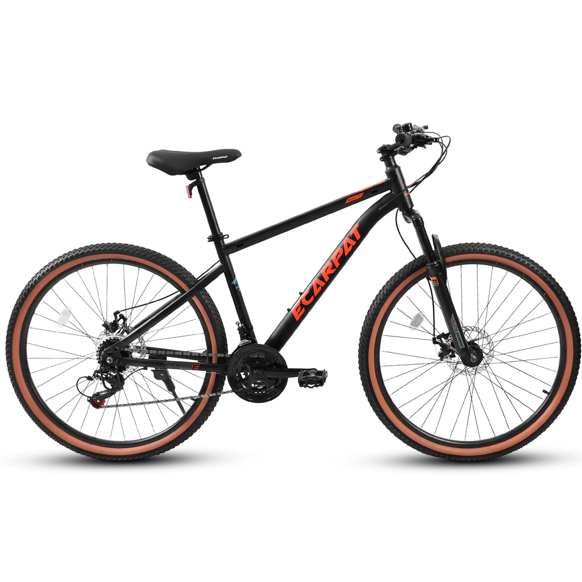 27.5 in Mountain Bike for Adults, Durable High Carbon Steel Frame, Disc Brakes, Stylish Brown Edge Tires, Ideal for Commuting and Outdoor Exploration