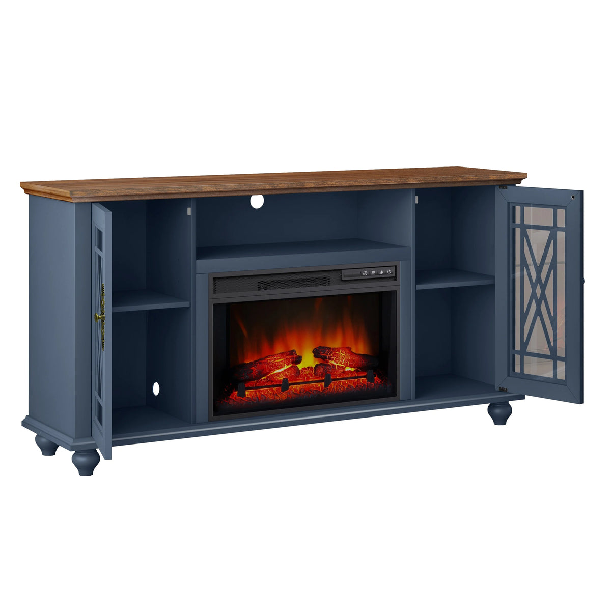 FESTIVO Elegant 61" TV Stand with Fireplace - Green