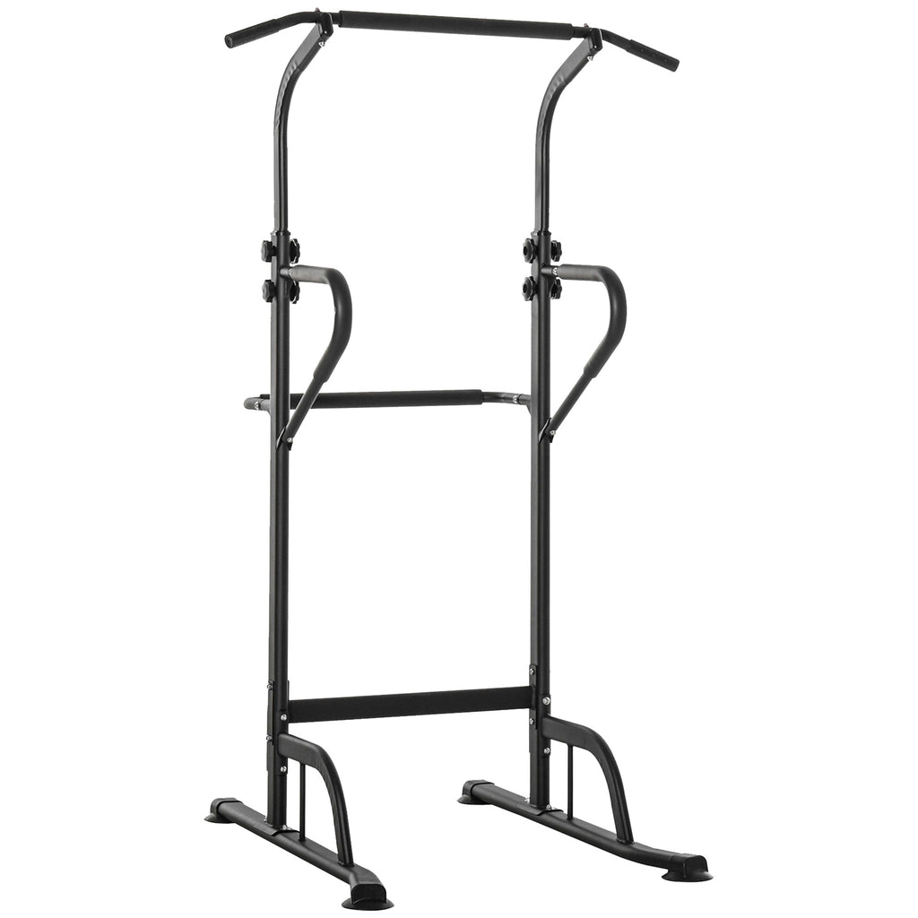 HOMCOM Multifunktionale Trainingsstation Klimmzugstange Römischer Stuhl höhenverstellbar Stahl Schwarz Rot