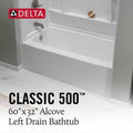 Delta 60x32" Left Bathtub B23607-6032L-WH
