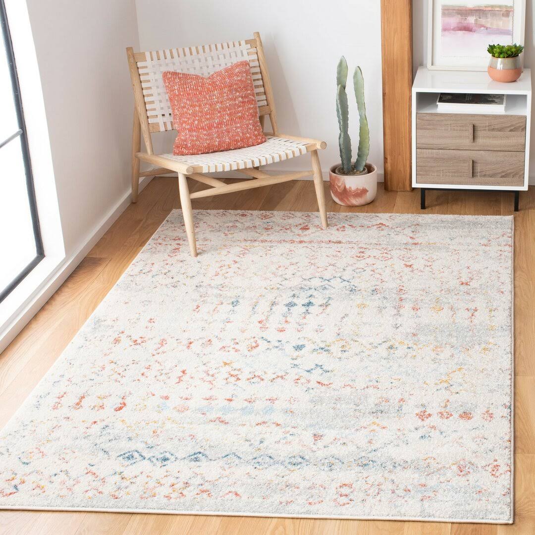 Sachiko Power Loom Ivory/Pink Rug Bungalow Rose Rug Size: Rectangle 9' x 12'