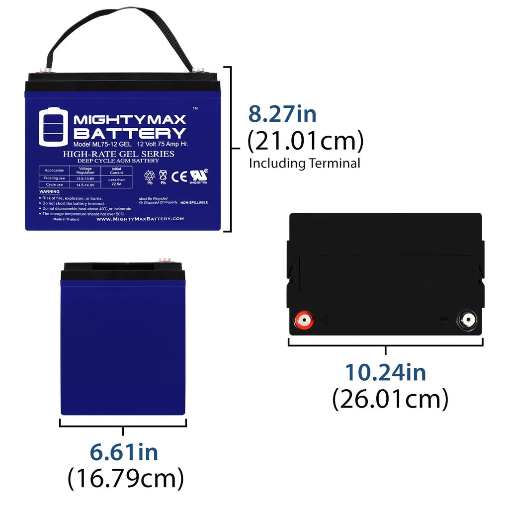 ML35 - 12 GEL - 12 Volt 35 AH, GEL Type, Internal Thread (INT) Terminal, Rechargeable AGM Battery
