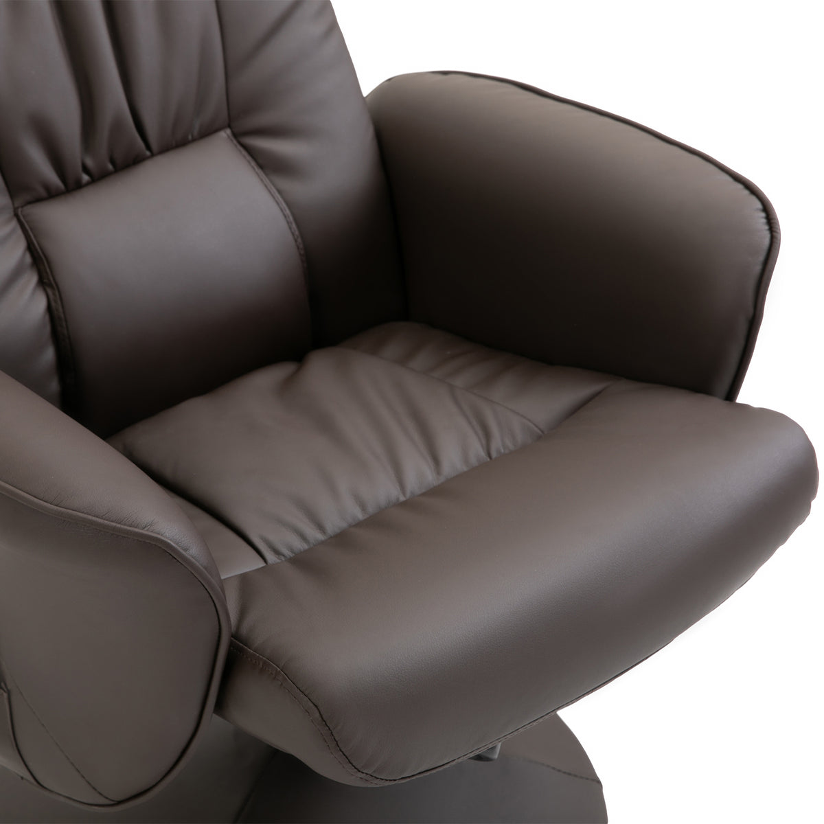 HOMCOM Relaxsessel mit Hocker, drehbarer Fernsehsessel mit 10 Massagepunkte, Liegefunktion, Massagesessel mit Fernbedienung, Seitentasche, TV-Sessel, Kunstleder, Braun