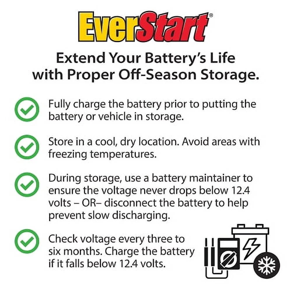 Everstart Lead Acid Marine Starting Battery, Group Size 24MS 12 Volt, 1000 Mca*