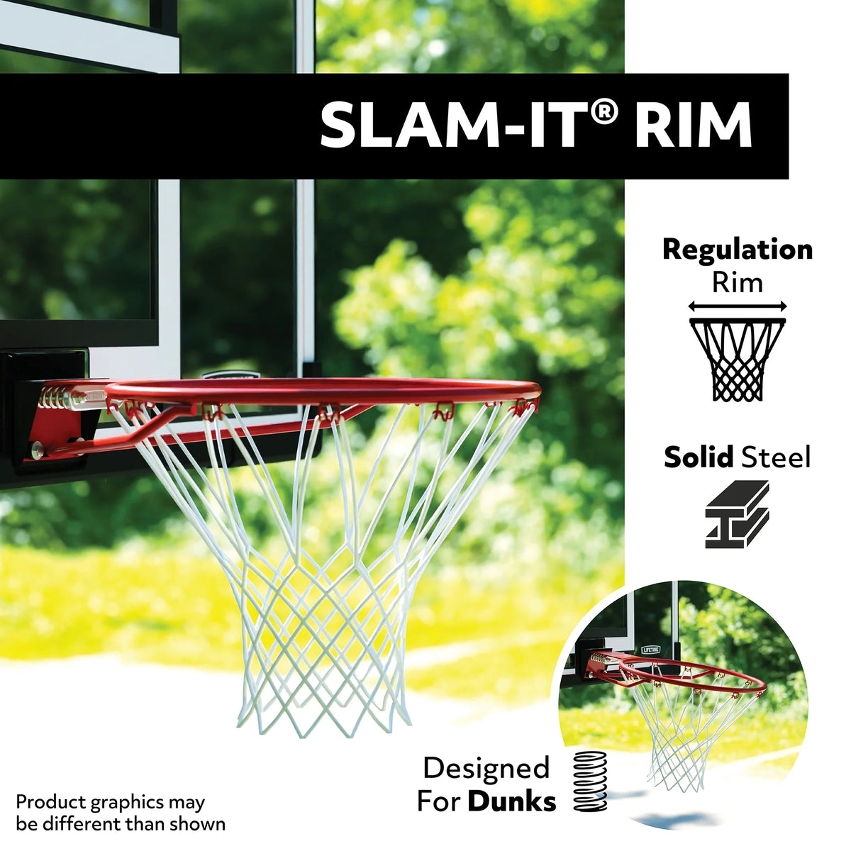 Lifetime 48 - Inch Shatterproof Portable Basketball Hoop with Strong Arm Adjustment & Slam - It Rim - Model 90585 - Outdoor Play