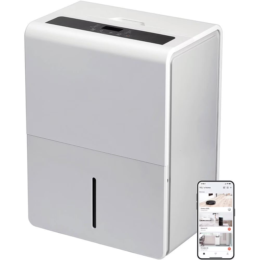 TCL H50D26W 50 Pint Smart Dehumidifier with Pump Perfect for Areas up to 4, 500 Sq. Ft