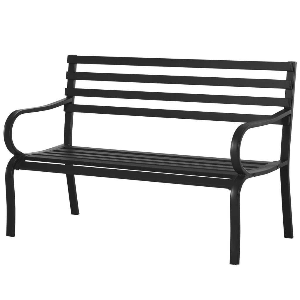 Outsunny 2-Sitzer Gartenbank Sitzbank 240kg belastbar Bank Gartenmöbel für den Innen- und Außenbereich geeignet 127 x 58 x 82 cm Schwarz