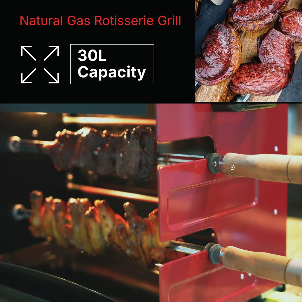 Brazilian Flame 2 - Skewer Brazilian Rotisserie Electric Grill in Red