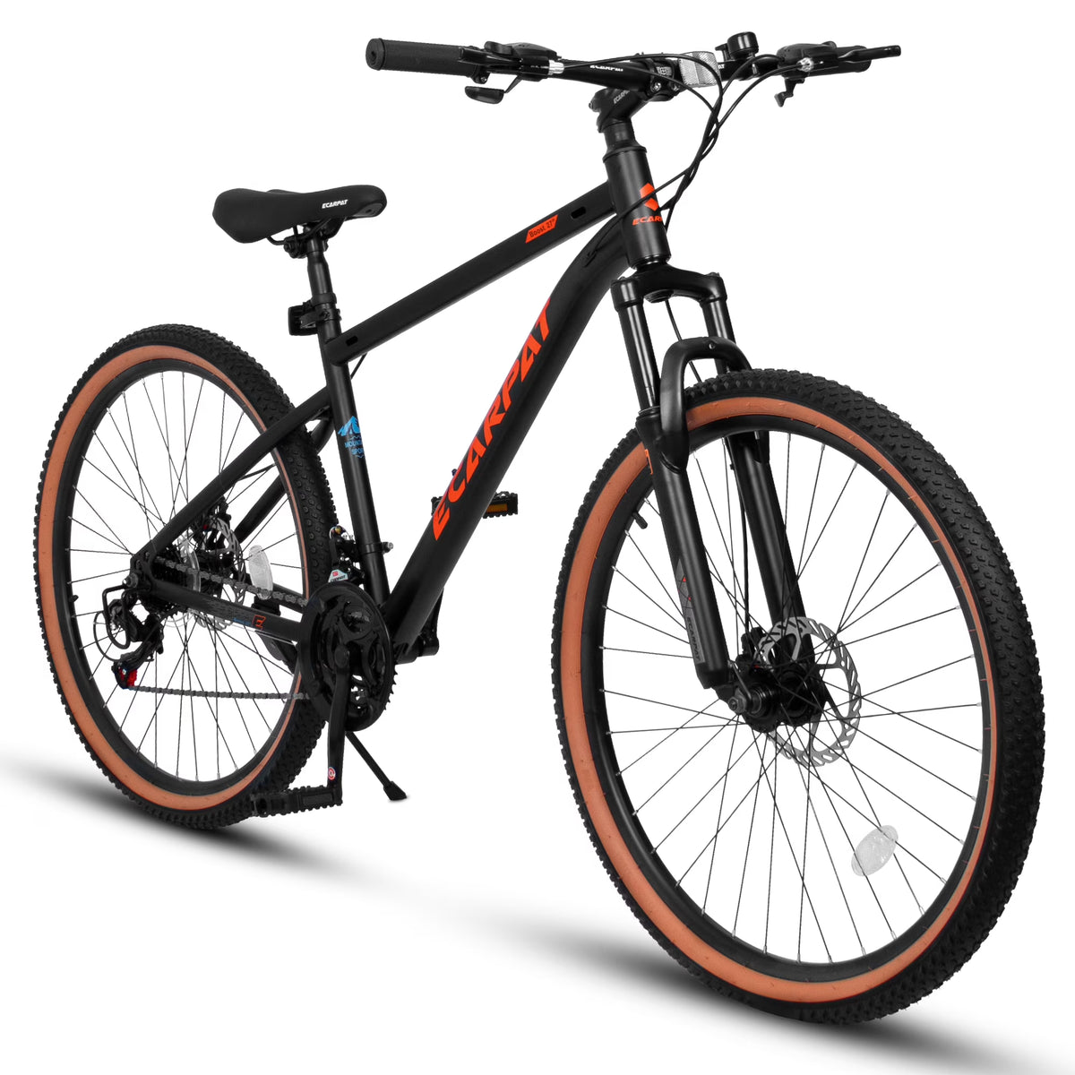 27.5 in Mountain Bike for Adults, Durable High Carbon Steel Frame, Disc Brakes, Stylish Brown Edge Tires, Ideal for Commuting and Outdoor Exploration