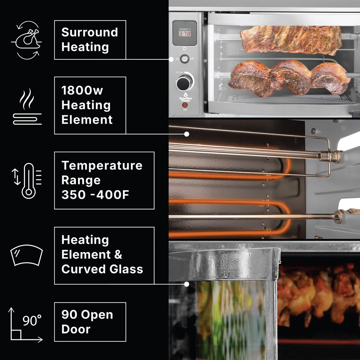 Brazilian Flame 2 - Skewer Brazilian Rotisserie Electric Grill in Red