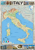 Pictorial Poster Map of Italy - 23.4 x 16.5 Inches - Paper Laminated