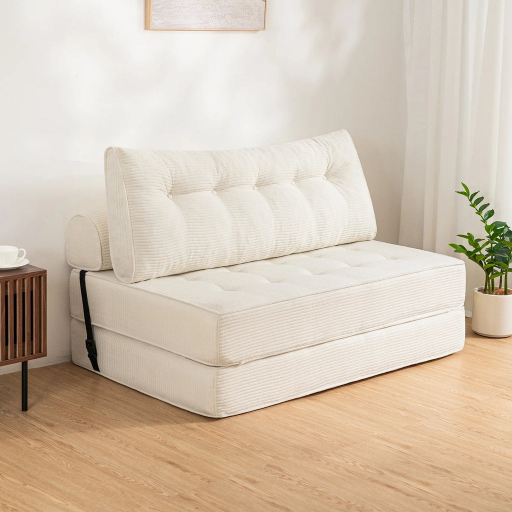Hommpa Folding Sofa Bed Foldable Couch Bed Convertible Futon Chair with High Density Foam Filling with Pillow for Adult, Comfort Chair Bed for Living Room Bedroom, Gray, Single
