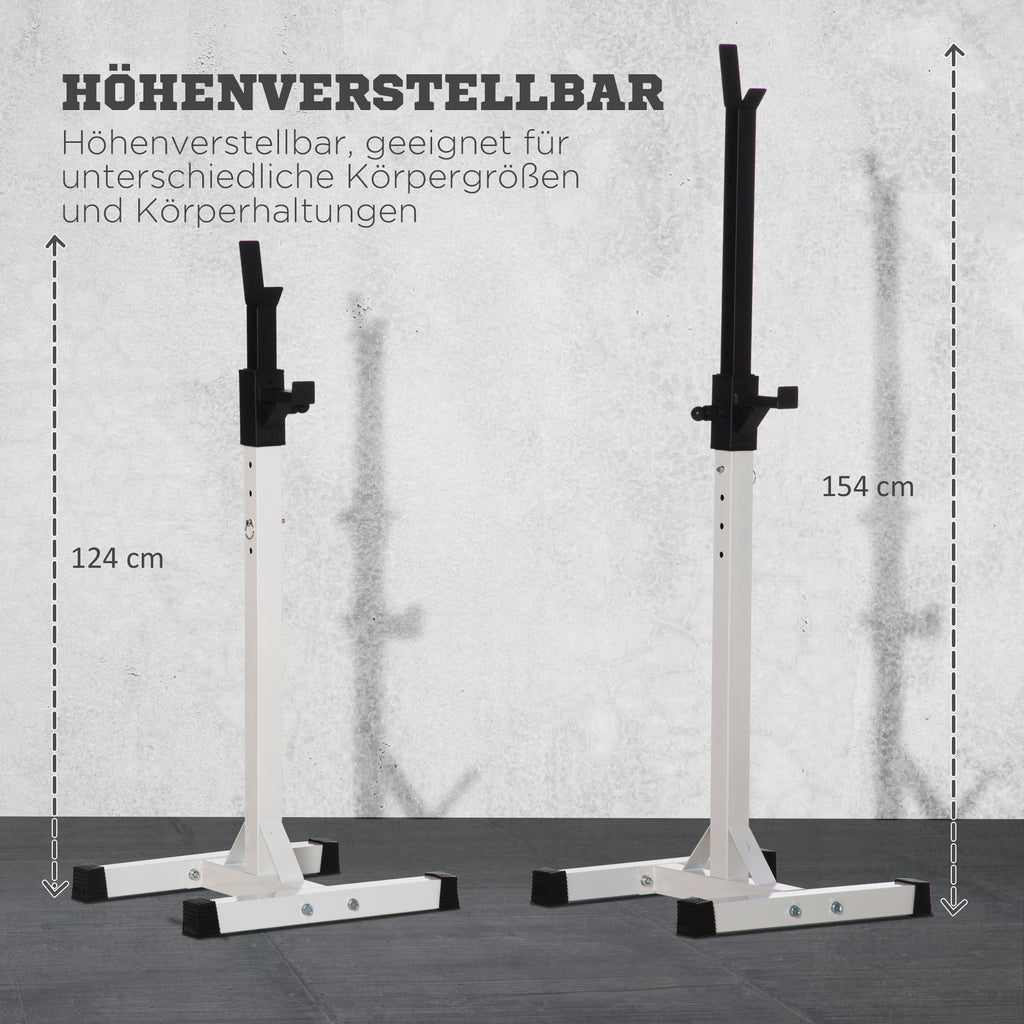 HOMCOM Hantelständer, 2er-Set, bis 150 kg belastbar, höhenverstellbar, Stahl, weiß+schwarz, 52 x 48 x 160 cm