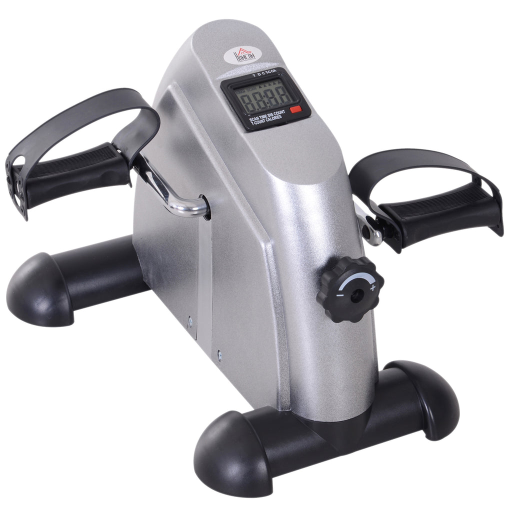 HOMCOM Mini Heimtrainer Fitnessbike Pedaltrainer mit LCD-Display verstellbarer Widerstand Arm und Beintrainer Hometrainer Fitnessgerät für Senioren Zuhause Heim Büro 35 x 40 x 31 cm Silber