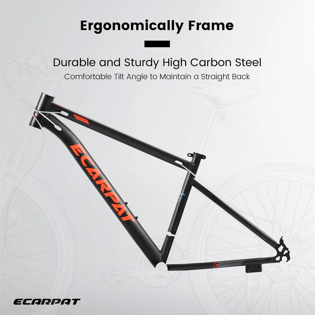 27.5 in Mountain Bike for Adults, Durable High Carbon Steel Frame, Disc Brakes, Stylish Brown Edge Tires, Ideal for Commuting and Outdoor Exploration
