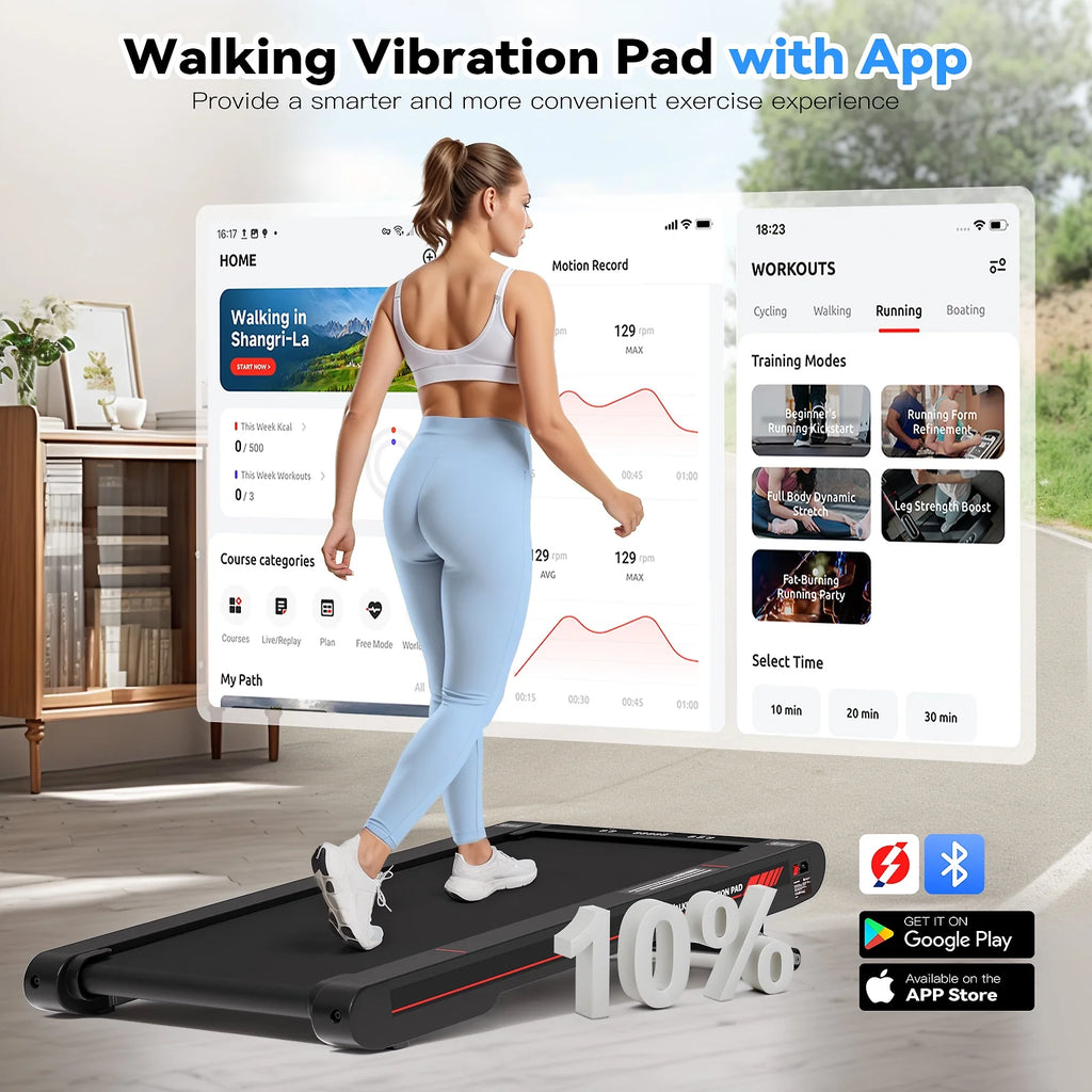 Sperax Walking Pad Treadmill with APP, 3 in 1 Portable Under Desk Treadmill Fitness, Walking Vibration Workout Pad with Remote Control