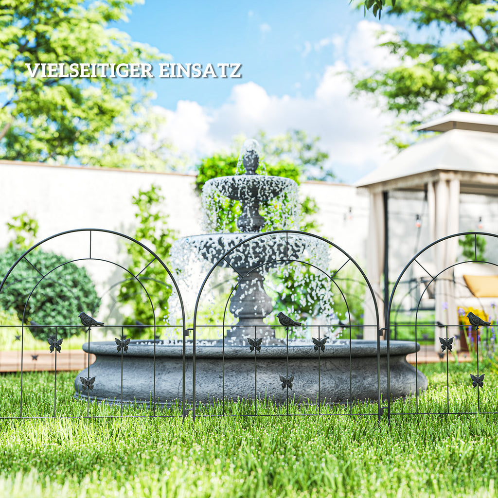 Outsunny Gartenzaun Zaun Stahl 300 cm x 70 cm hoch Dekorativer Gitterzaun Set Zaunelemente Schwarz