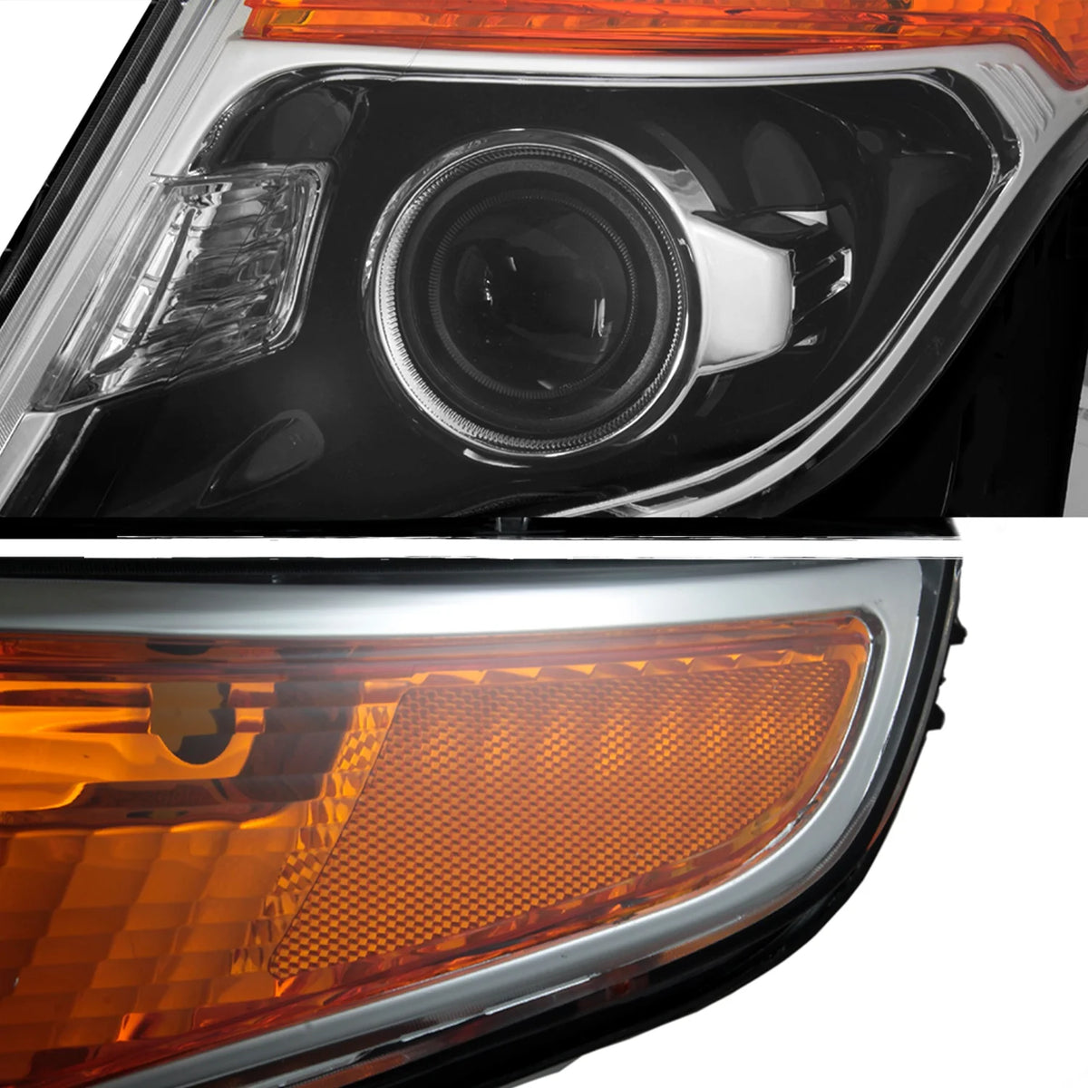 AKKON - for 2011 - 15 Ford Explorer Driver + Passenger Projector Headlight Assembly Chrome Housing Clear Lens Full Set
