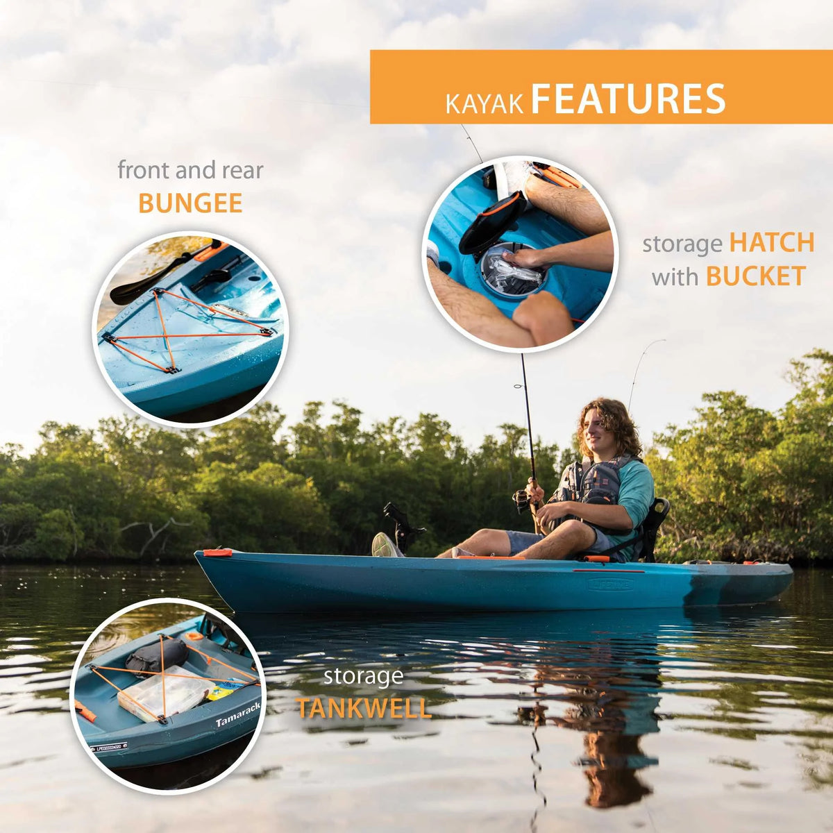 Lifetime Tamarack Pro 123 in Sit - on - Top Kayak, Eclipse Fusion (91058)