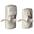 Schlage Camelot Design Keypad Entry with Accent Levers, Satin Nickel