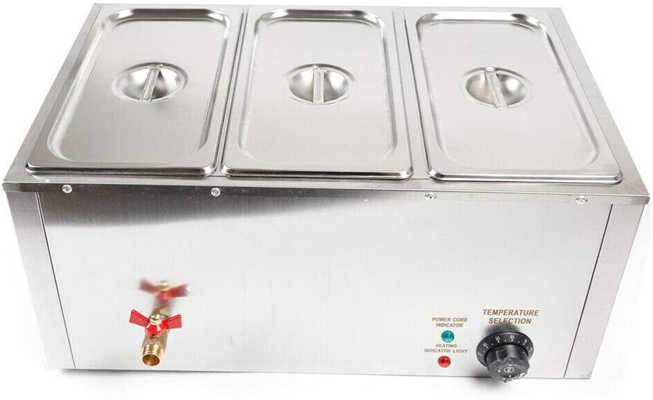 3¡Á7L Commercial Food Warmer Electric Table Countertop Steamer Large Capacity Stainless Steel Soup Station