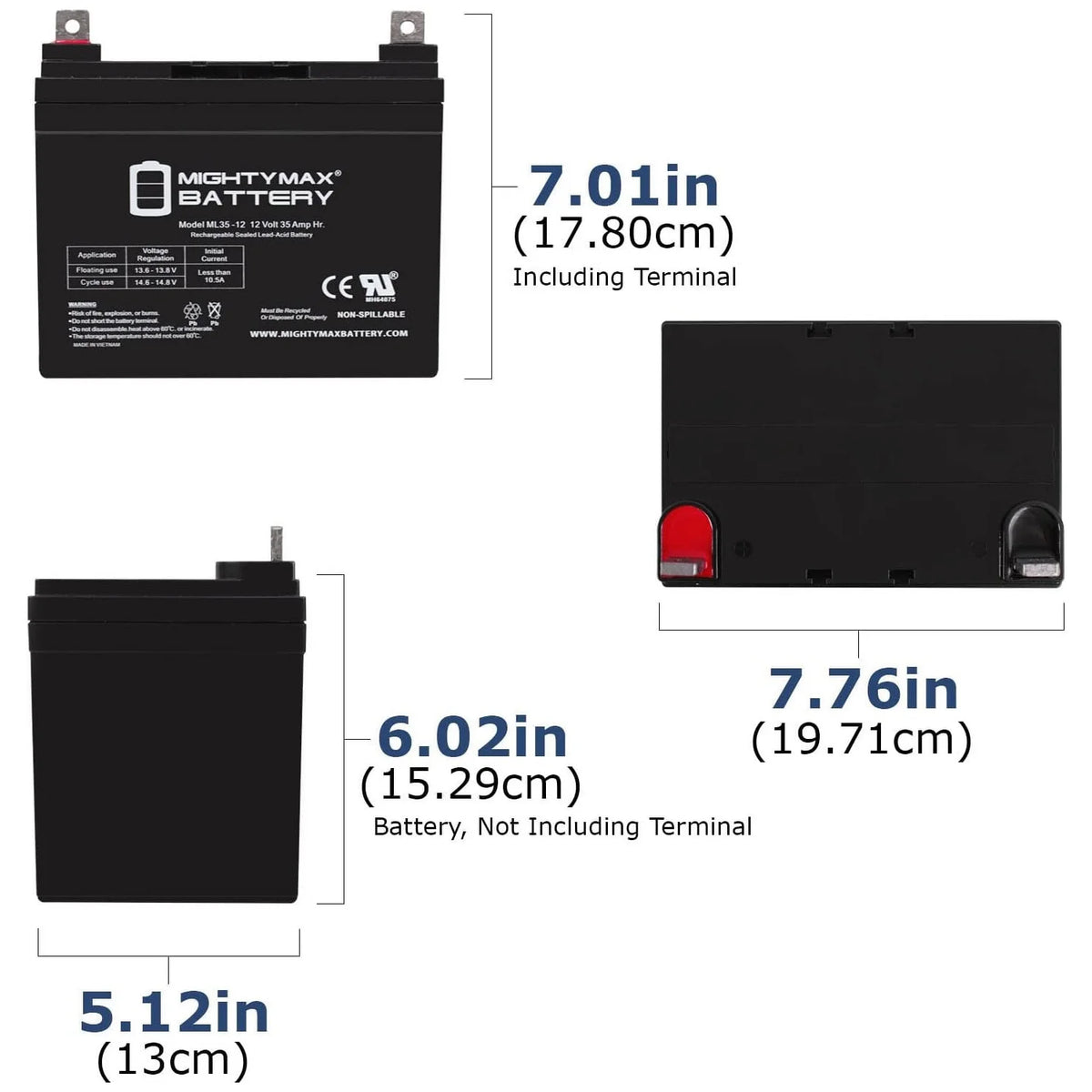 12V 35ah Pride Mobility BATLIQ1017 AGM U1 Replacement Battery