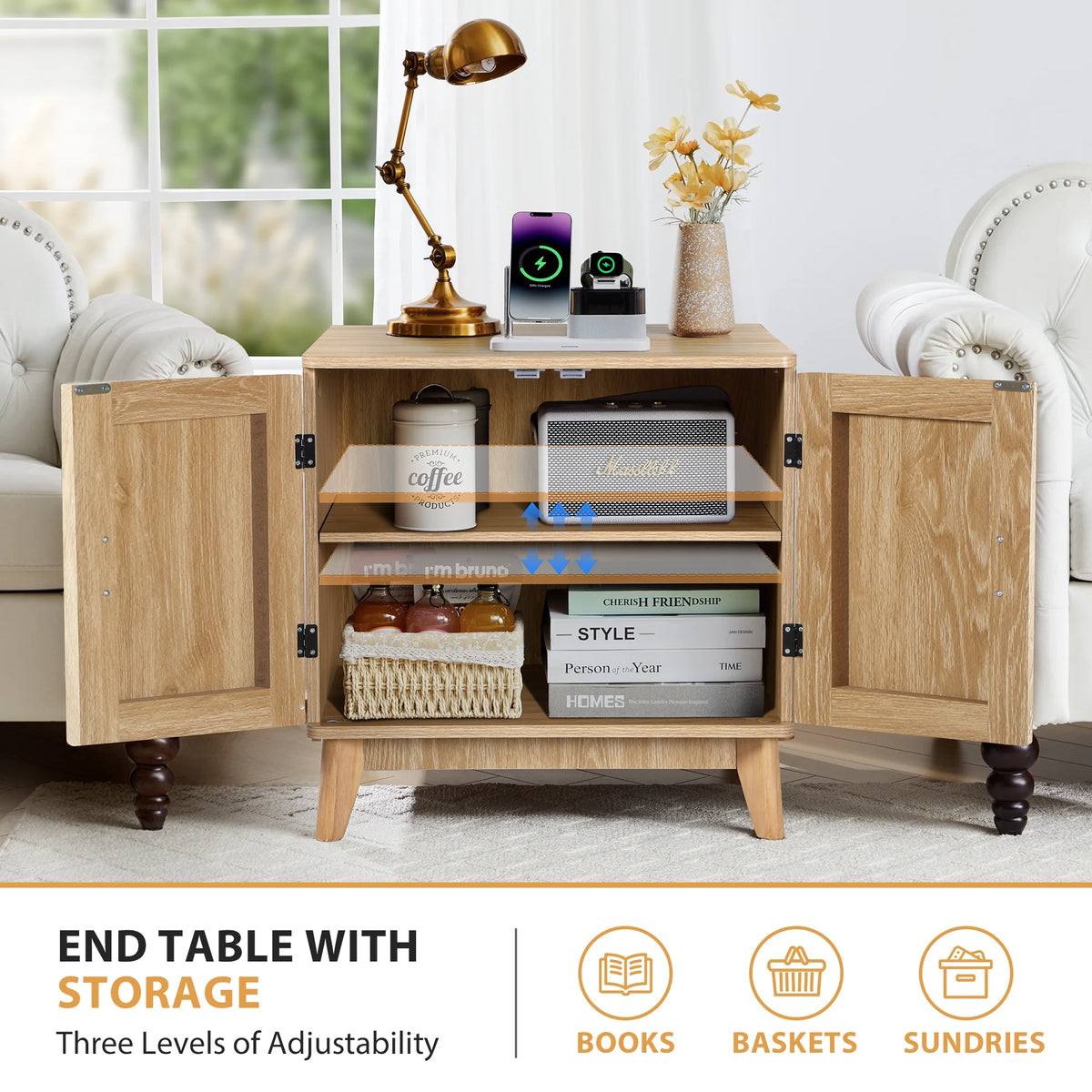 YOCWO Fluted Nightstand for Bedroom Set of 2, Wood Bedside Table Set of 2 with Drawers, Black