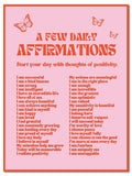 Lianxiaw Daily Affirmations Pink Posters for Room Aesthetic,Trendy Prints Positive Wall Deco Vintage Red Butterfly poster.(12x16in Unframed)