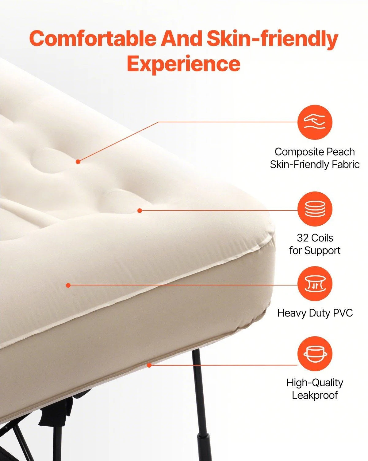 Air Mattress with Frame, Inflatable 1 Person Camping Cot with Built - in Pump, Portable Folding Air Beds Supports 300 lb, Blow up Anywhere Bed for Guests Camping Travel Indoor & Outdoor Use