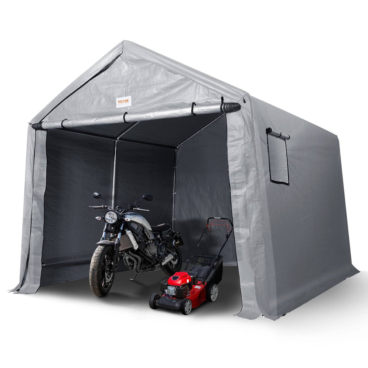 VEVOR Portable Shed Outdoor Storage Shelter, 10 x 10 x 8.5 ft Heavy Duty All-Season Instant Storage Tent Tarp Sheds with Roll-Up Zipper Door and Venti